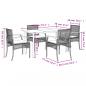 Preview: 5-tlg. Garten-Essgruppe mit Kissen Grau Poly Rattan