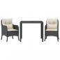 Preview: 3-tlg. Garten-Essgruppe mit Kissen Schwarz Poly Rattan