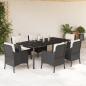 Preview: ARDEBO.de - 7-tlg. Garten-Essgruppe mit Kissen Schwarz Poly Rattan