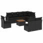 Preview: 9-tlg. Garten-Sofagarnitur mit Kissen Schwarz Poly Rattan