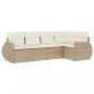 Preview: 5-tlg. Garten-Sofagarnitur mit Kissen Beige Poly Rattan