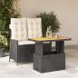 Preview: ARDEBO.de - 2-tlg. Garten-Essgruppe mit Kissen Schwarz Poly Rattan