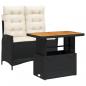 Preview: 2-tlg. Garten-Essgruppe mit Kissen Schwarz Poly Rattan