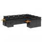 Preview: 10-tlg. Garten-Sofagarnitur mit Kissen Schwarz Poly Rattan