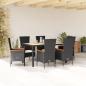 Preview: ARDEBO.de - 7-tlg. Garten-Essgruppe mit Kissen Schwarz Poly Rattan