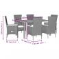 Preview: 7-tlg. Garten-Essgruppe mit Kissen Schwarz Poly Rattan