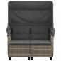 Preview: Gartensofa 2-Sitzer mit Dach und Hockern Hellgrau Poly Rattan