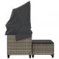 Preview: Gartensofa 2-Sitzer mit Dach und Hockern Hellgrau Poly Rattan