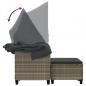 Preview: Gartensofa 2-Sitzer mit Dach und Hockern Hellgrau Poly Rattan