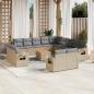 Preview: ARDEBO.de - 14-tlg. Garten-Sofagarnitur mit Kissen Beige Poly Rattan