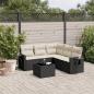 Preview: ARDEBO.de - 6-tlg. Garten-Sofagarnitur mit Kissen Schwarz Poly Rattan