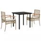 Preview: 3-tlg. Garten-Essgruppe mit Kissen Beige Poly Rattan