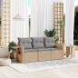 Preview: ARDEBO.de - 3-tlg. Garten-Sofagarnitur mit Kissen Beige Poly Rattan