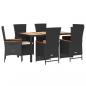 Preview: 7-tlg. Garten-Essgruppe mit Kissen Schwarz Poly Rattan