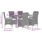 Preview: 7-tlg. Garten-Essgruppe mit Kissen Schwarz Poly Rattan