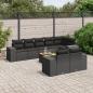 Preview: ARDEBO.de - 9-tlg. Garten-Sofagarnitur mit Kissen Schwarz Poly Rattan