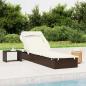 Preview: ARDEBO.de - Sonnenliege mit Faltdach Braun 213x63x97 cm Poly Rattan