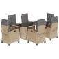 Preview: 7-tlg. Garten-Essgruppe mit Kissen Beigemischung Poly Rattan