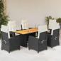 Preview: ARDEBO.de - 7-tlg. Garten-Essgruppe mit Kissen Schwarz Poly Rattan