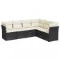Preview: 6-tlg. Garten-Sofagarnitur mit Kissen Schwarz Poly Rattan