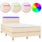 Preview: Boxspringbett mit Matratze & LED Creme 120x190 cm Stoff