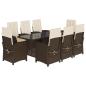Preview: 9-tlg. Garten-Essgruppe mit Kissen Braun Poly Rattan