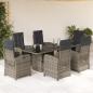 Preview: ARDEBO.de - 7-tlg. Garten-Essgruppe mit Kissen Grau Poly Rattan