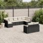 Preview: ARDEBO.de - 9-tlg. Garten-Sofagarnitur mit Kissen Schwarz Poly Rattan