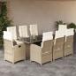 Preview: ARDEBO.de - 9-tlg. Garten-Essgruppe mit Kissen Beige Poly Rattan