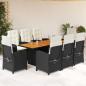 Preview: ARDEBO.de - 9-tlg. Garten-Essgruppe mit Kissen Schwarz Poly Rattan