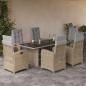 Preview: ARDEBO.de - 7-tlg. Garten-Essgruppe mit Kissen Beige Poly Rattan