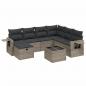 Preview: 8-tlg. Garten-Sofagarnitur mit Kissen Grau Poly Rattan
