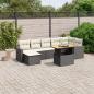 Preview: ARDEBO.de - 8-tlg. Garten-Sofagarnitur mit Kissen Schwarz Poly Rattan