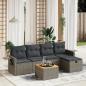 Preview: ARDEBO.de - 6-tlg. Garten-Sofagarnitur mit Kissen Grau Poly Rattan