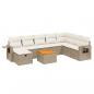 Preview: 9-tlg. Garten-Sofagarnitur mit Kissen Beige Poly Rattan