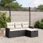 Preview: ARDEBO.de - 4-tlg. Garten-Sofagarnitur mit Kissen Schwarz Poly Rattan