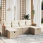 Preview: ARDEBO.de - 6-tlg. Garten-Sofagarnitur mit Kissen Beige Poly Rattan