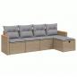 Preview: 5-tlg. Garten-Sofagarnitur mit Kissen Beige Poly Rattan