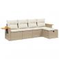 Preview: 5-tlg. Garten-Sofagarnitur mit Kissen Beige Poly Rattan