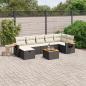 Preview: ARDEBO.de - 8-tlg. Garten-Sofagarnitur mit Kissen Schwarz Poly Rattan