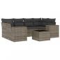 Preview: 7-tlg. Garten-Sofagarnitur mit Kissen Grau Poly Rattan