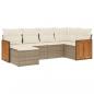Preview: 6-tlg. Garten-Sofagarnitur mit Kissen Beige Poly Rattan