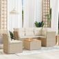 Preview: ARDEBO.de - 6-tlg. Garten-Sofagarnitur mit Kissen Beige Poly Rattan
