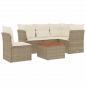 Preview: 6-tlg. Garten-Sofagarnitur mit Kissen Beige Poly Rattan