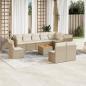 Preview: ARDEBO.de - 11-tlg. Garten-Sofagarnitur mit Kissen Beige Poly Rattan