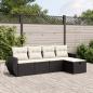 Preview: ARDEBO.de - 5-tlg. Garten-Sofagarnitur mit Kissen Schwarz Poly Rattan