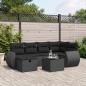 Preview: ARDEBO.de - 7-tlg. Garten-Sofagarnitur mit Kissen Schwarz Poly Rattan