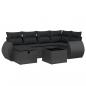 Preview: 7-tlg. Garten-Sofagarnitur mit Kissen Schwarz Poly Rattan