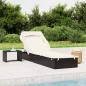 Preview: ARDEBO.de - Sonnenliege mit Faltdach Schwarz 213x63x97 cm Poly Rattan