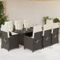 Preview: ARDEBO.de - 9-tlg. Garten-Essgruppe mit Kissen Braun Poly Rattan